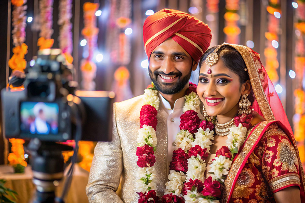 Live wedding telecast camera filming the couple in Ranchi